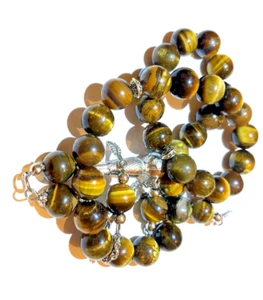 33 Stück Tigerauge Stein Islamischer Gebet Rosenkranz Edelstein 70% Natur Misbah - Bild 1 von 5