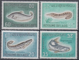 LAOS Sc # 148-51 CPL MNH JUEGO de 4 DIFF FISH - Imagen 1 de 1