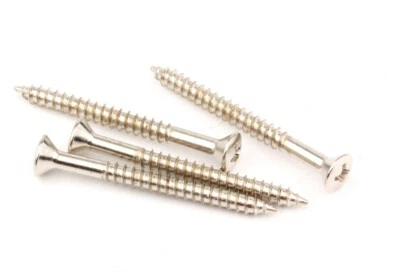 LUTHIERPARTS Neckplate Partial Threaded Screws 4,2x45mm Nickel fits Fender® Guitars Qty.4