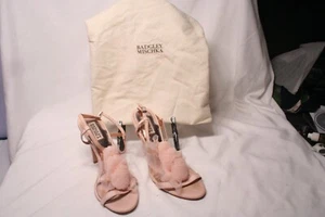 Badgley Mischka shoes size 9.5 M - W/dust Bag Pumps Straps Rose puffs Pink Heels - Picture 1 of 6