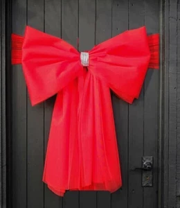 Christmas Door Bow Decoration Outdoor Diamante Red Festive Home Ornament Xmas - Picture 1 of 24