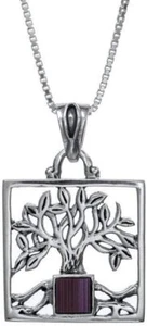Tree of life Jewish pendant with Old Hebrew Bible Nano sim, square shape frame - Picture 1 of 1