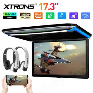 17.3" Car Roof Overhead Flip Down Monitor HDMI/USB/SD Game 1080P Touch Panel +IR - Picture 1 of 17