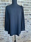 Lark And Ro Long Sleeve Black Blouse Size 12 Puff Sleeve Business Casual Sheer