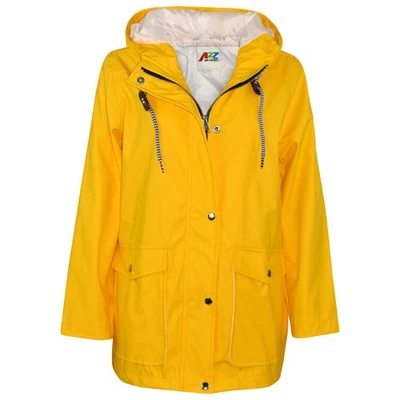 Impermeable PU Chaqueta Amarilla Rompevientos Impermeable Parka Con Capucha Niñas Niños 5-13 Años Foto 1 de 2