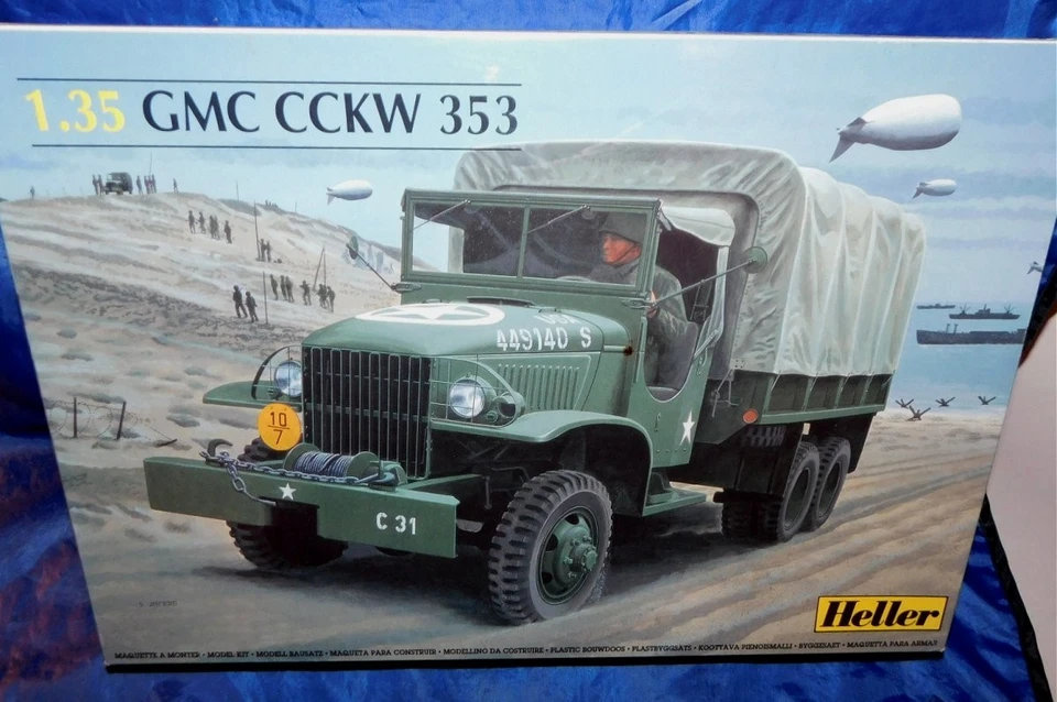 HELLER - 1/35 吉姆西 CCKW 353 军队卡戈卡车 1/35 模型套件全新带盒 — 第 1/2 张图片
