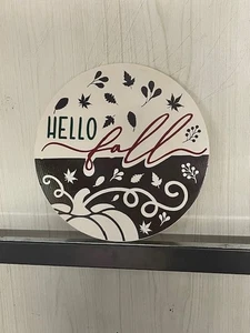 Letrero de Caída Madera Bienvenida Casa Calabaza Calabazas Hojas Porche Puerta Encimera Redonda - Imagen 1 de 3