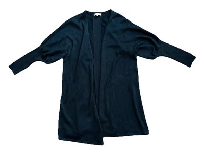 Cárdigan Indigenous Cape para mujer M algodón orgánico negro abierto Foto 1 de 4