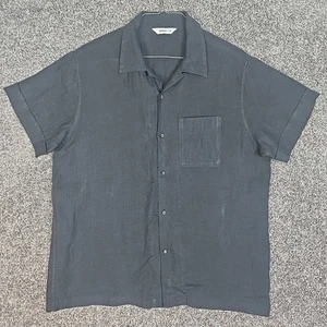 3sixteen Shirt Mens 2X 2XL Black Vacation 100% Linen Short Sleeve Loop Collar - Picture 1 of 10