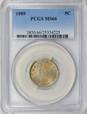 1889 V Nickel PCGS MS66 Rainbow Toned Rare Coin Heritage Sold $3800 in 2014!! Cover