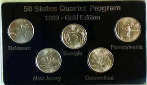 1999 COMMEMORATIVE QUARTERS GOLD EDITION 24k LAYERED - Picture 1 of 5