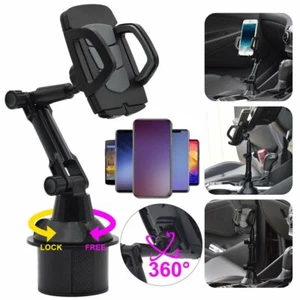 360° Universal Car Cup Holder Cell Phone Mount Adjustable Cradle For 4"-7" Phone - Photo 1 sur 12