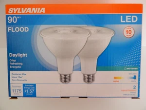 SYLVANIA PAR38 LED Flood Light Bulb 90W/13W 5000K/Daylight Non-Dimmable 2 Pk NIB - Picture 1 of 12