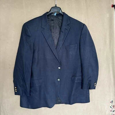 Blazer Silverstone 50R de lana de seda parisina para hombre azul marino con dorado 1 puño faltante Btn Foto 1 de 4