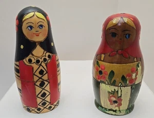 Vintage USSR Matryoshka Babushka Nesting Dolls, Hand Painted 5 Piece and 3 Piece - Picture 1 of 18