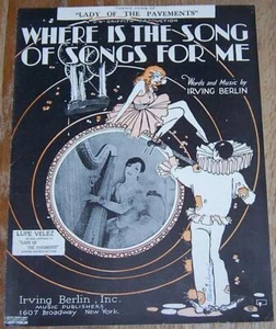 Where Is the Song of Songs for Me Lupe Velez 1928 Vintage Movie Sheet Music - Picture 1 of 1