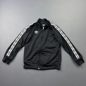 Umbro Track Jacket Kids Boys Small 6/7 Black Full Zip Logo Tape Retro Sportswear - Picture 1 of 7