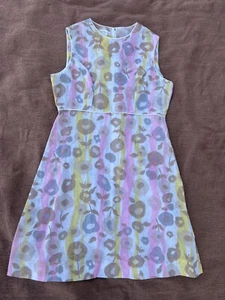 Vintage 60s/70s Terri Petites Mini Shift Dress Babydoll Dress Floral Pastel XS - Picture 1 of 10