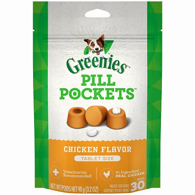 3 X GREENIES Pill Pockets Chicken Tablet Size Approx 30 Count Treats for Dogs