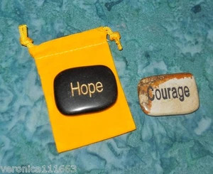 Hope & Courage Inspriational Meditation Gemstones Yellow Bag NEW Obsidian Jasper - Imagen 1 de 2