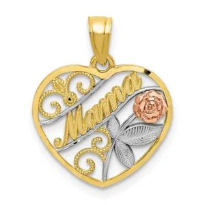 10K Gold Two-tone with White Rhodium D/C MAMA Pendant - Picture 1 of 2