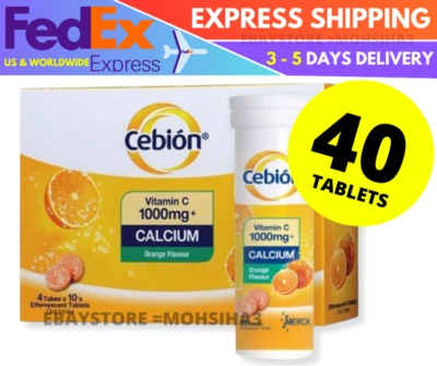 4 X 10's CEBION Vitamina C Efervescente 1000mg Suplemento Diario Sabor Naranja Foto 1 de 4