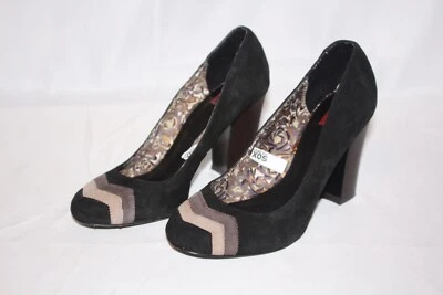 Zapatos de salón Missoni para mujer de cuero negro gamuza en zig zag marrón tostado talla 7,5 Foto 1 de 4