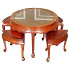 ORIENTAL ASIAN ROSEWOOD TEA TABLE WITH SET OF 4 SEAT