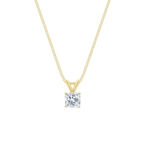 Collar Colgante Diamante Cultivado Creado en Laboratorio Cojín 1 Ct IGI F/VS 1 Ct Oro Amarillo 14K - Imagen 1 de 3