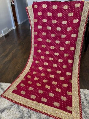 Sari Georgette de diseñador indio paquistaní Foto 1 de 4