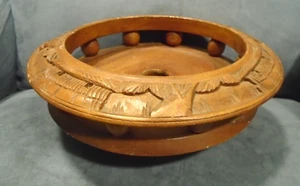 10" handgefertigte geschnitzte Ersatz-Affenschote Hartholz Lazy Susan oberste Ebene - Bild 1 von 5