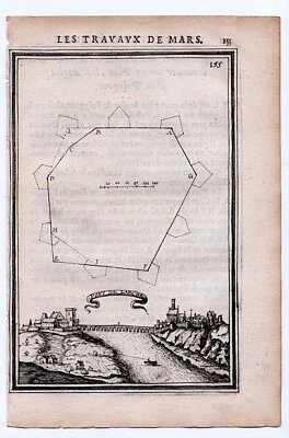 1671 Manesson Mallet Antique Print, Map, View, Pont-de-l'Arche, Eure, France - Imagem 1 de 2