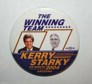 2004 Kerry & Starky President Campaign Button Political Pinback Pin Arizona - Picture 1 of 2