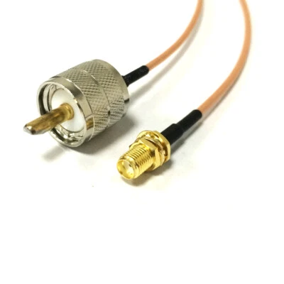 UHF PL259 male to SMA female bulkhead RF adapter coax cable RG316 15cm 6" NEW - Image 1 of 3