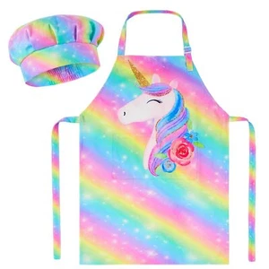 Kids Apron and Chef Hat Set Child Aprons for Cooking Baking Painting Cute Tod... - Picture 1 of 6