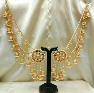 Indian Bollywood Traditional Devsana Bahubali Pearl Kundan Jhumka Jhumki Earring - Picture 1 of 5