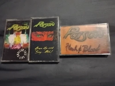 Cassette Tape- POISON: Open Up And Say...Ahh!/Flesh And Blood/ Swallow This Live - Image 1 of 4