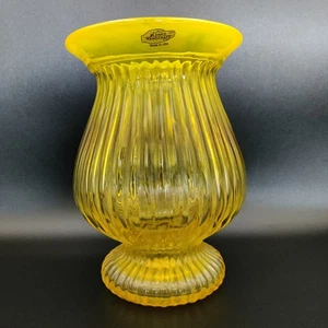Blenko Vase Hand Blown Yellow Original Sticker Very Rare - Picture 1 of 17
