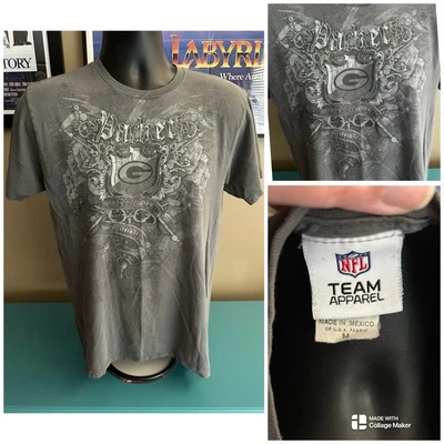 Camiseta De Colección Green Bay Packers Estilo Aflicción Gráfica Gris Logo NFL Y2K DE COLECCIÓN Foto 1 de 4