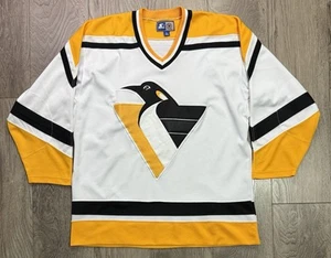 Vintage 90s Starter Pittsburgh Penguins NHL Hockey Jersey Sz L Stitched Blank - Picture 1 of 8