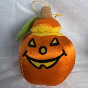 Vintage Russ Berrie Jack o' Laterne Kürbis Ornament Halloween Satin Feel Korea - Bild 1 von 4