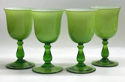 Juego de 4 copas de vino vintage Carlo Moretti verde lima MCM Murano Empoli Foto 1 de 4