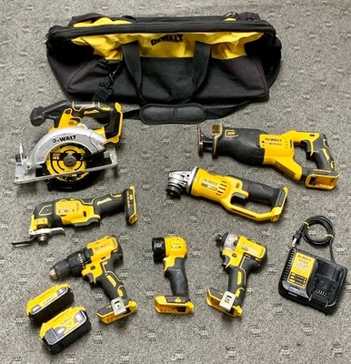DeWalt 7-Piece Set- Drill Impact Driver Circular Saw Grinder Recip DCK648D2 - Image 1 of 4