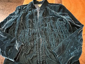 CHICO'S VELVET QUILTED UNSTRUCTURED JACKET WOMENS 2 HOLIDAY EVENING CLASSIC - Picture 1 of 6