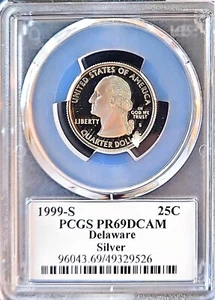 1999 S Silver Delaware State Quarter PCGS PR69DCAM - Picture 1 of 2
