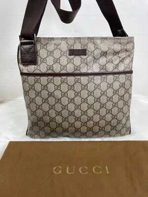 Gucci Zip Top Messenger Bag GG Coated Canvas Authen - Image 1 of 4