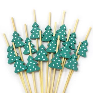 Christmas Tree Bamboo Cocktail Picks, Xmas Decorative Toothpicks Skewers for ... - Picture 1 of 7
