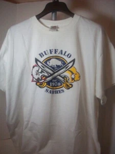 Vintage Buffalo Sabres Hockey T-Shirt Men's 2XL White Short Sleeve - Made in USA - Picture 1 of 3