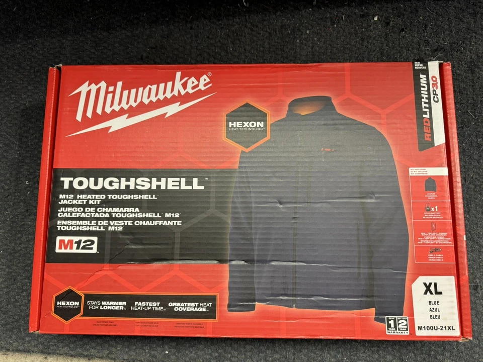 Milwaukee M12 12V Mens Heated Toughshell Jacket With Battery Blue Xl M100U-21XL