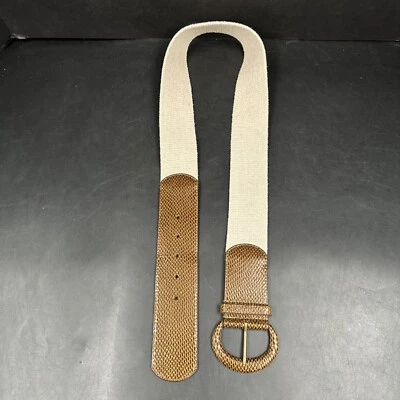 Retro Womens Coldwater Creek Leather Elastic Stretch Wide Belt Small Medium - Image 1 of 4